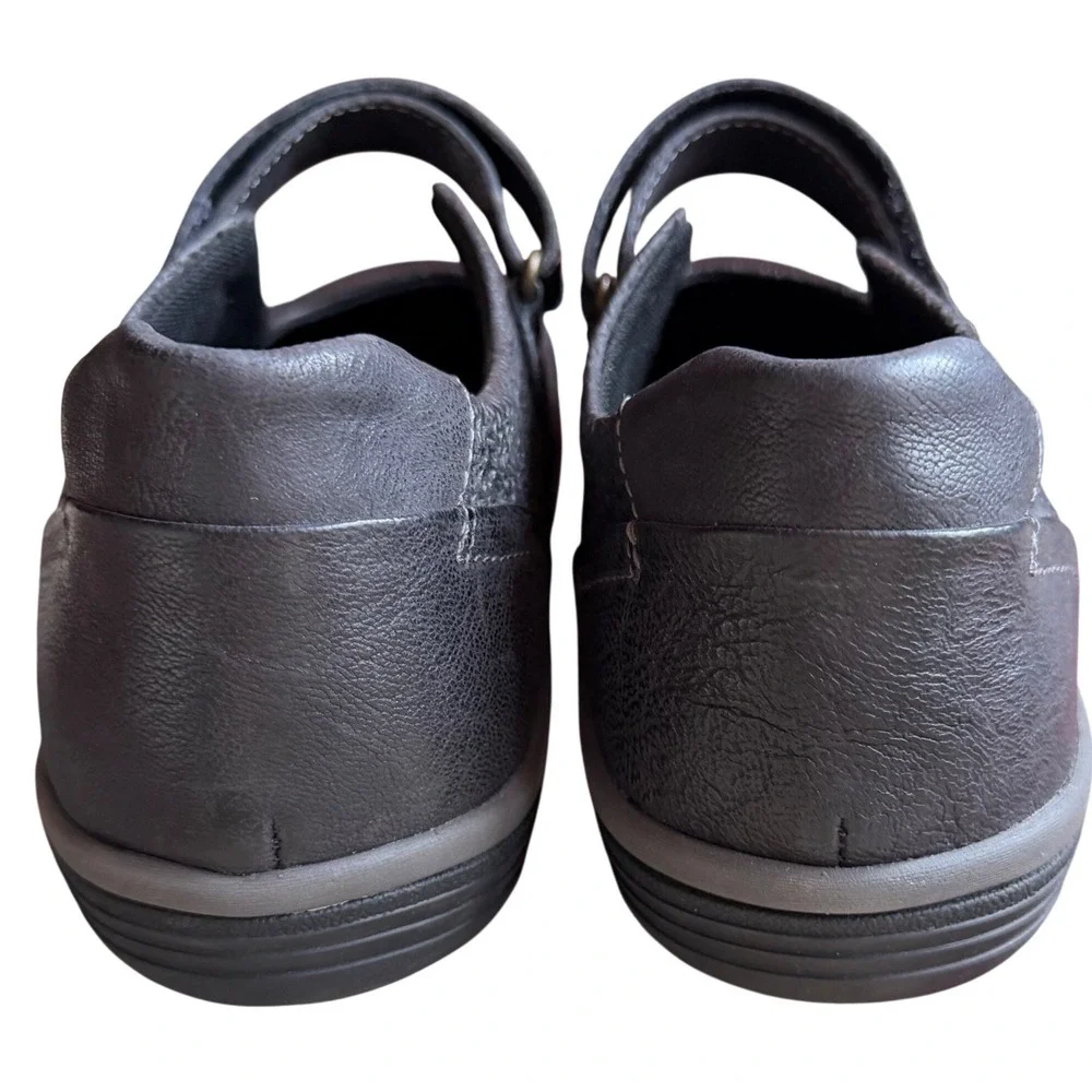 Halsa Aloe Embossed Mary Jane Comfort Shoes Womens 11W Black Leather Soft Casual